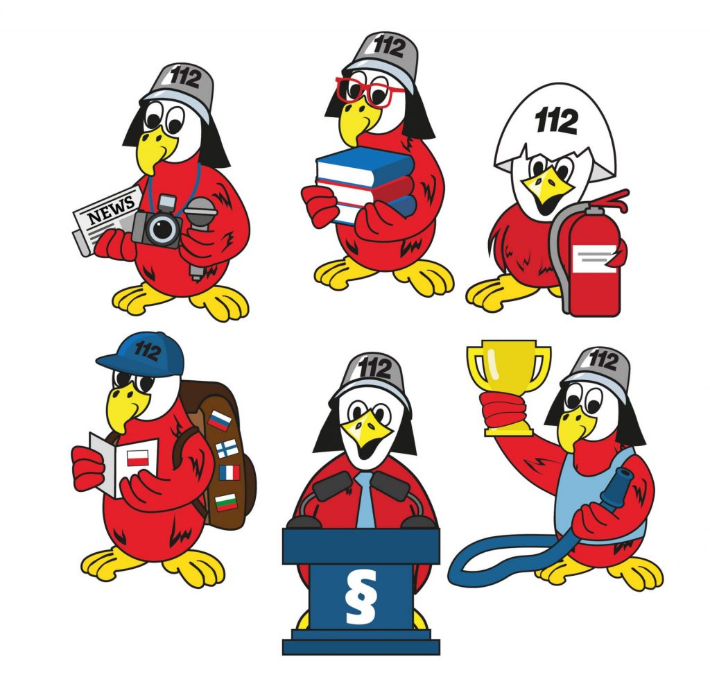 Die sechs Adler, die die Fachbereiche der Landesjugendfeuerwehr Brandenburg repräsentieren